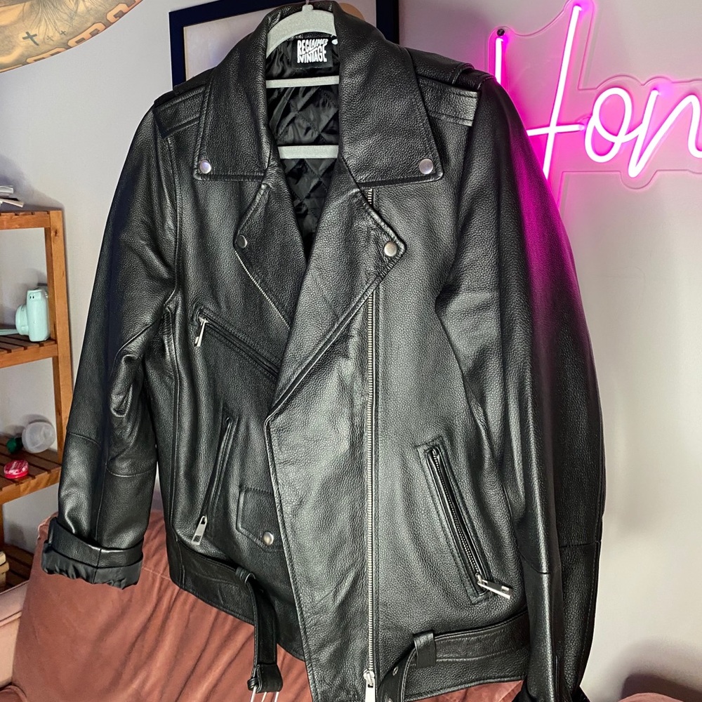 Reclaimed vintage real leather bike jacket